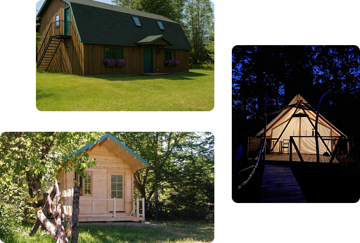 Le chalet Équinox, Mini-chalet et Tente prospecteur